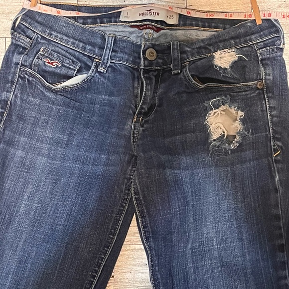 Hollister Social Stretch Distressed Women Jeans Size 1 Slim Dark Blue Skinny - Picture 10 of 10